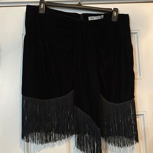 Zara Velvet Fringe Skirt